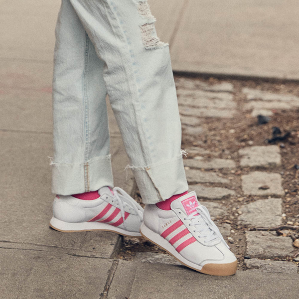 adidas Samoa Athletic Shoe - Big Kid - White / Pink Fusion / Gum