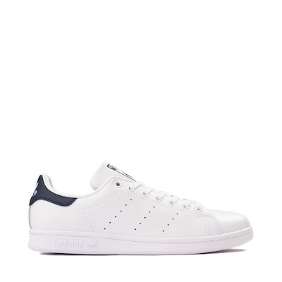 Main view of Mens adidas Stan Smith Athletic Shoe - Core White / Core White / Dark Blue