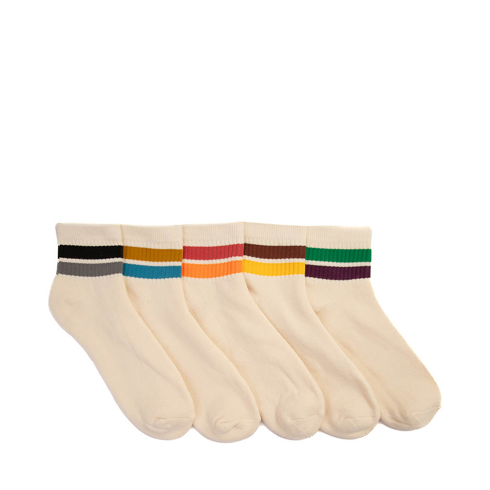 Mens Quarter Socks 5 Pack - Natural / Stripe