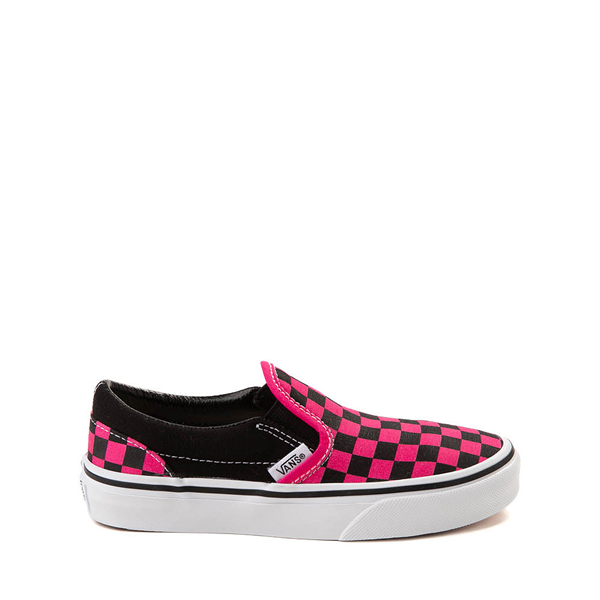 Vans Slip-On Checkerboard Skate Shoe - Little Kid - Black / Pink