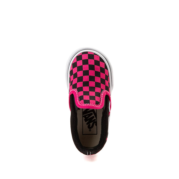 alternate view Vans Slip-On Checkerboard Skate Shoe - Baby / Toddler - Black / PinkALT2