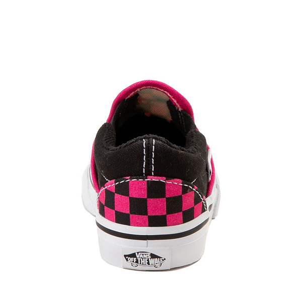 alternate view Vans Slip-On Checkerboard Skate Shoe - Baby / Toddler - Black / PinkALT4