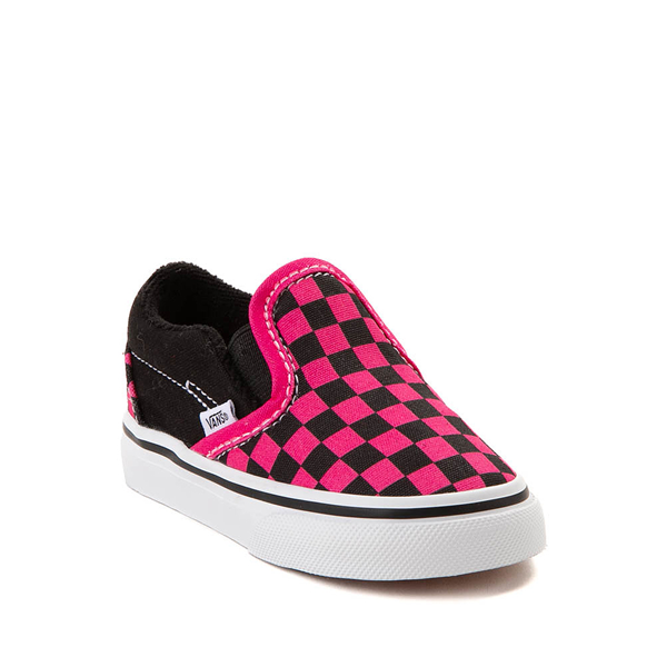 alternate view Vans Slip-On Checkerboard Skate Shoe - Baby / Toddler - Black / PinkALT5