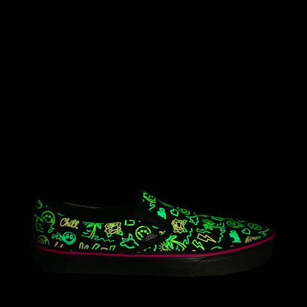 alternate view Vans Slip-On Glow Skate Shoe - Black / Neon LightsALT1