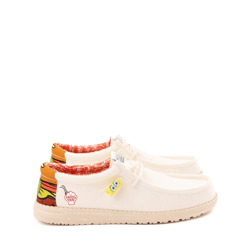 Mens HEYDUDE x SpongeBob SquarePants Krabby Patty Wally Slip On Casual Shoe Cream Journeys