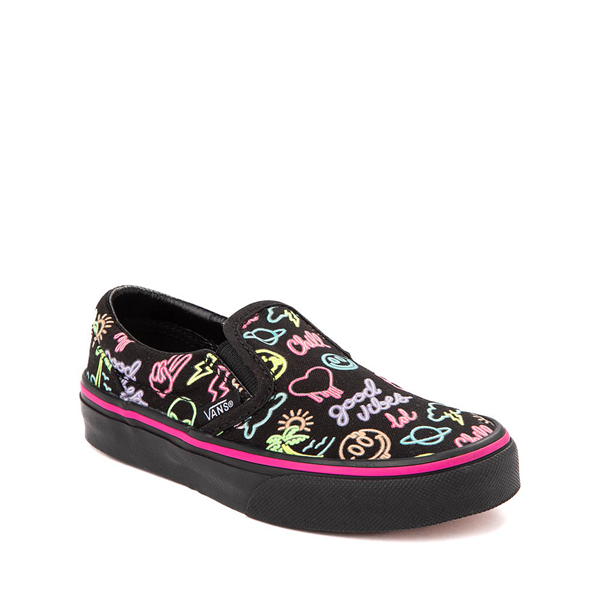 Vans Slip On Glow Skate Shoe Little Kid Black Neon Lights Journeys