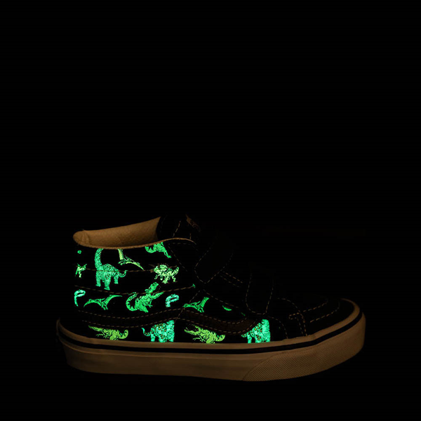 Vans Sk8-Mid Reissue V Glow Skate Shoe - Little Kid - Black / Dinosaur Print
