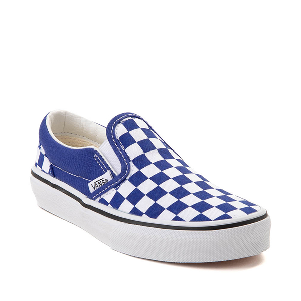 Blue checkerboard vans kids on sale