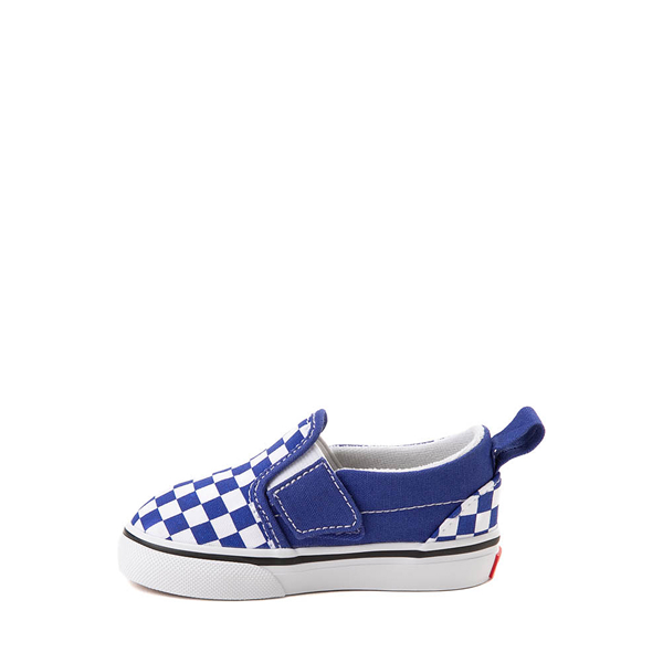 alternate view Vans Slip-On Checkerboard Skate Shoe - Baby / Toddler - Blue / WhiteALT1