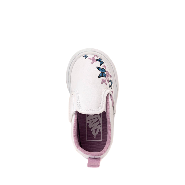 alternate view Vans Classic Slip-On V Skate Shoe - Baby / Toddler - True White / Butterfly KissesALT2