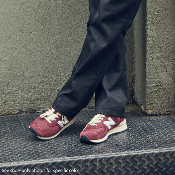 Mens New Balance 574 Athletic Shoe Crimson White Angora