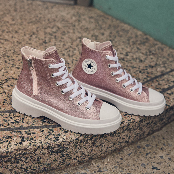 Converse Chuck Taylor All Star Hi Lugged Glitter + Gleam Sneaker - Big Kid Blush Hush