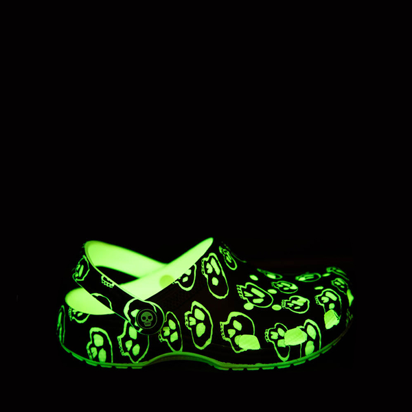 alternate view Crocs Classic Glow-In-The-Dark Skull Clog - Little Kid / Big Kid - BlackALT1