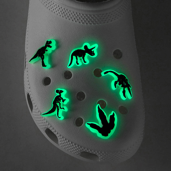 alternate view Crocs Jibbitz™ Glow In The Dark Dinosaur Shoe Charms 5 Pack - MulticolorALT1