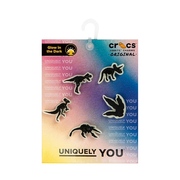 alternate view Crocs Jibbitz™ Glow In The Dark Dinosaur Shoe Charms 5 Pack - MulticolorALT2