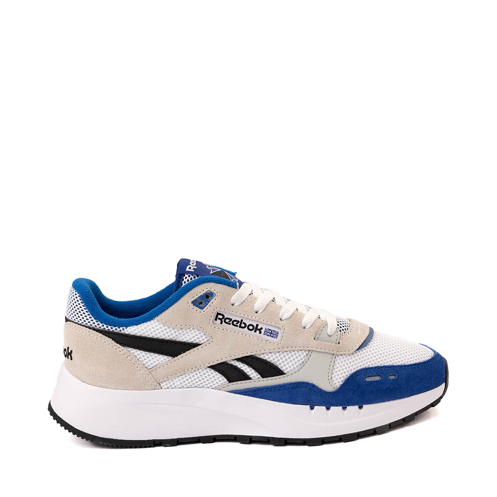 Mens Reebok Classic Leather Athletic Shoe - White / Black / Blue