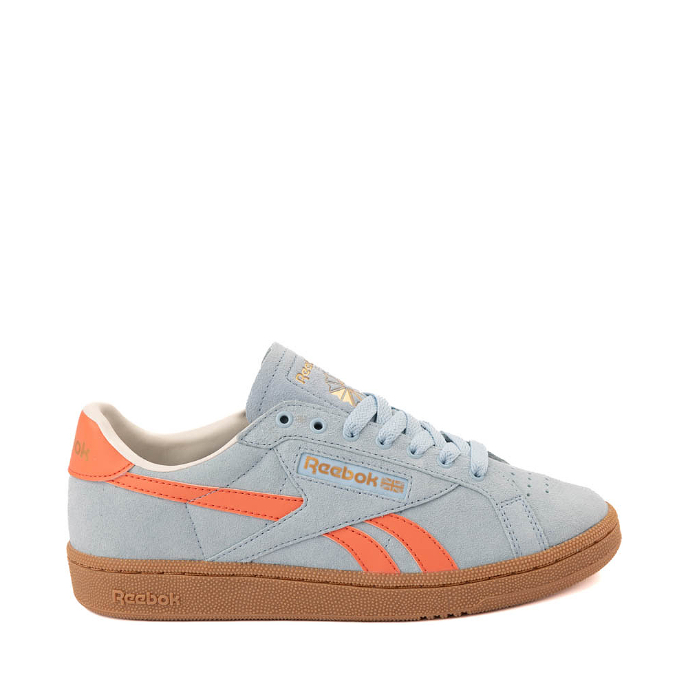 Womens Reebok Club C Grounds UK Athletic Shoe Soft Blue Supercharged Coral Gum Journeys