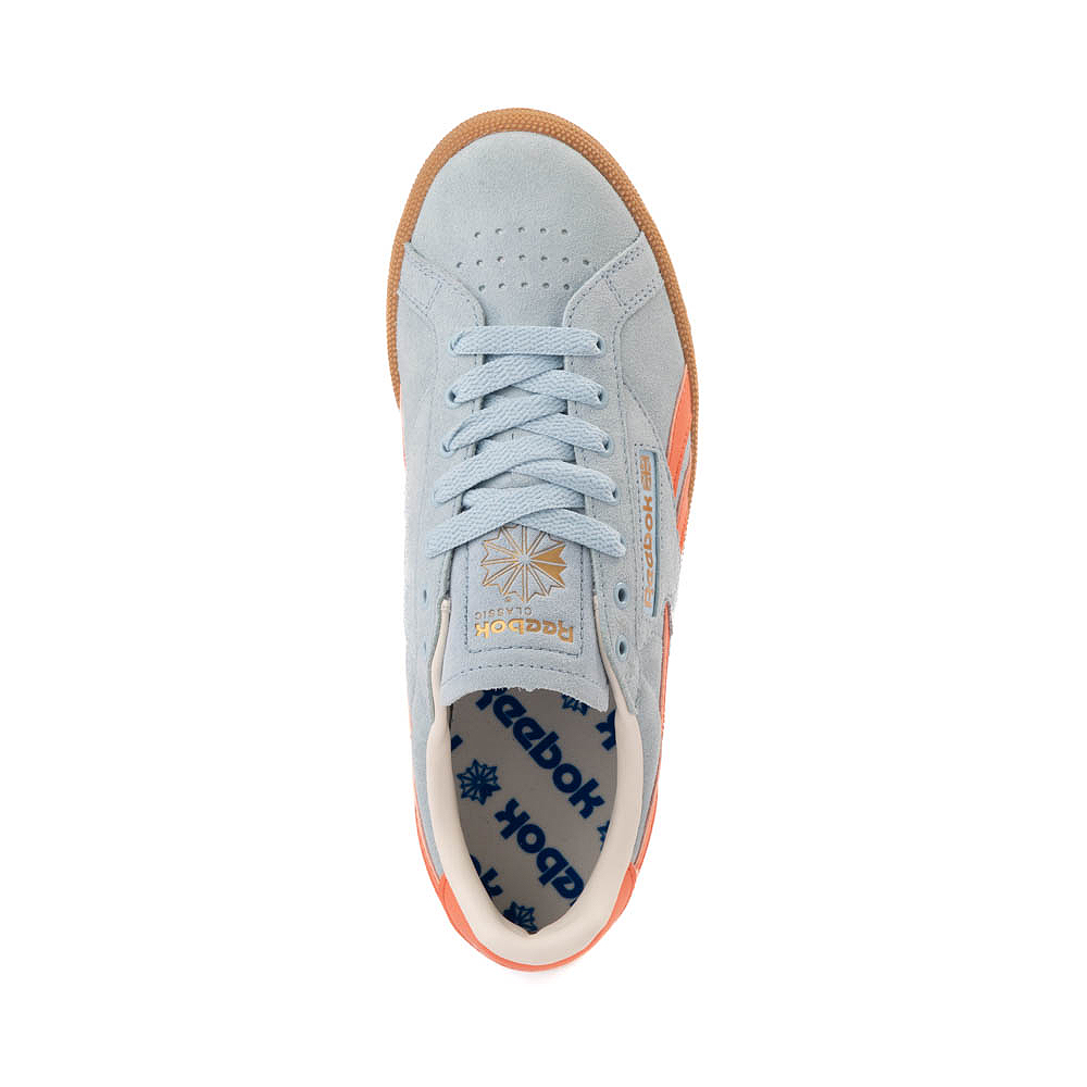 Womens Reebok Club C Grounds UK Athletic Shoe Soft Blue Supercharged Coral Gum Journeys