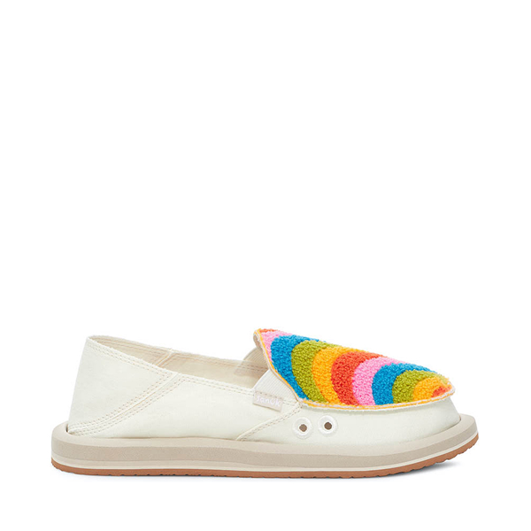 Womens Sanuk Donna Rainbow Slip-On Casual Shoe - White / Multicolor