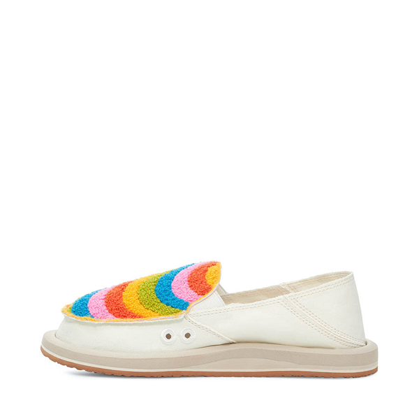 alternate view Womens Sanuk Donna Rainbow Slip-On Casual Shoe - White / MulticolorALT1