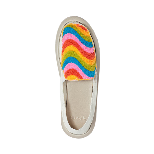 alternate view Womens Sanuk Donna Rainbow Slip-On Casual Shoe - White / MulticolorALT2