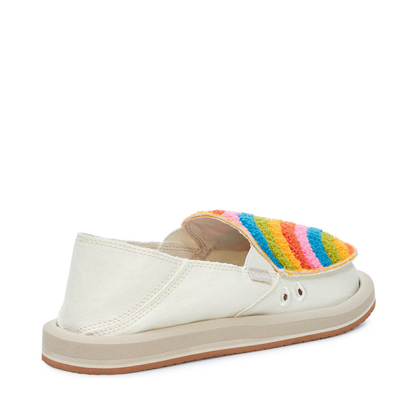 alternate view Womens Sanuk Donna Rainbow Slip-On Casual Shoe - White / MulticolorALT4