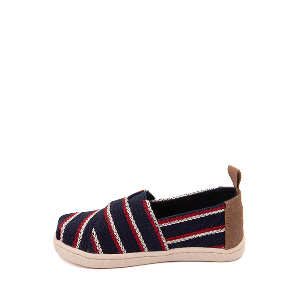 TOMS Alpargata Woven Slip-On Casual Shoe - Baby / Toddler Little Kid Navy Red Stripe
