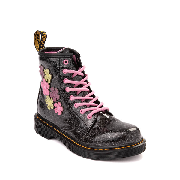 Dr. Martens 1460 Glitter Flower Applique 8 Eye Boot Big Kid Black Journeys