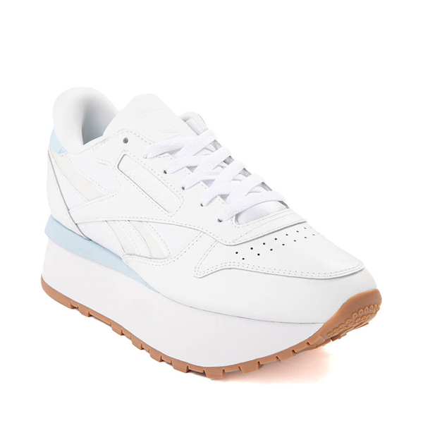 Womens Reebok Classic Leather Triple Lift Athletic Shoe White Light Blue Journeys