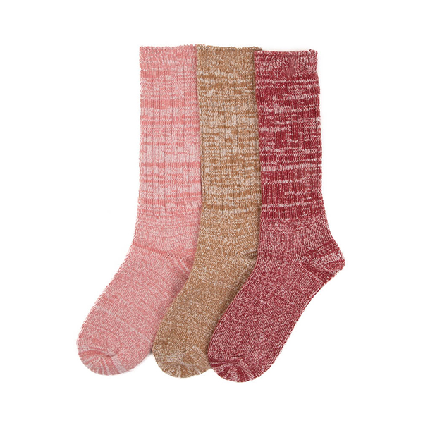 Womens UGG® Rib Knit Slouchy Crew Socks 3 Pack - Pink Cedar / Chestnut / Rubious