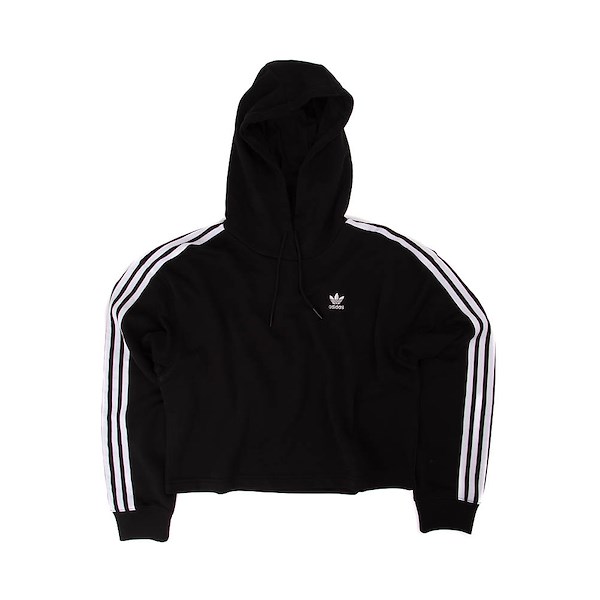 Womens adidas Adicolor 3 Stripes Short Hoodie Black Journeys