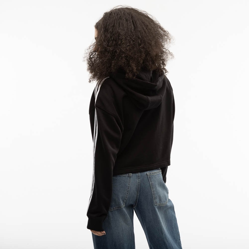adidas 3 stripe hoodie womens black