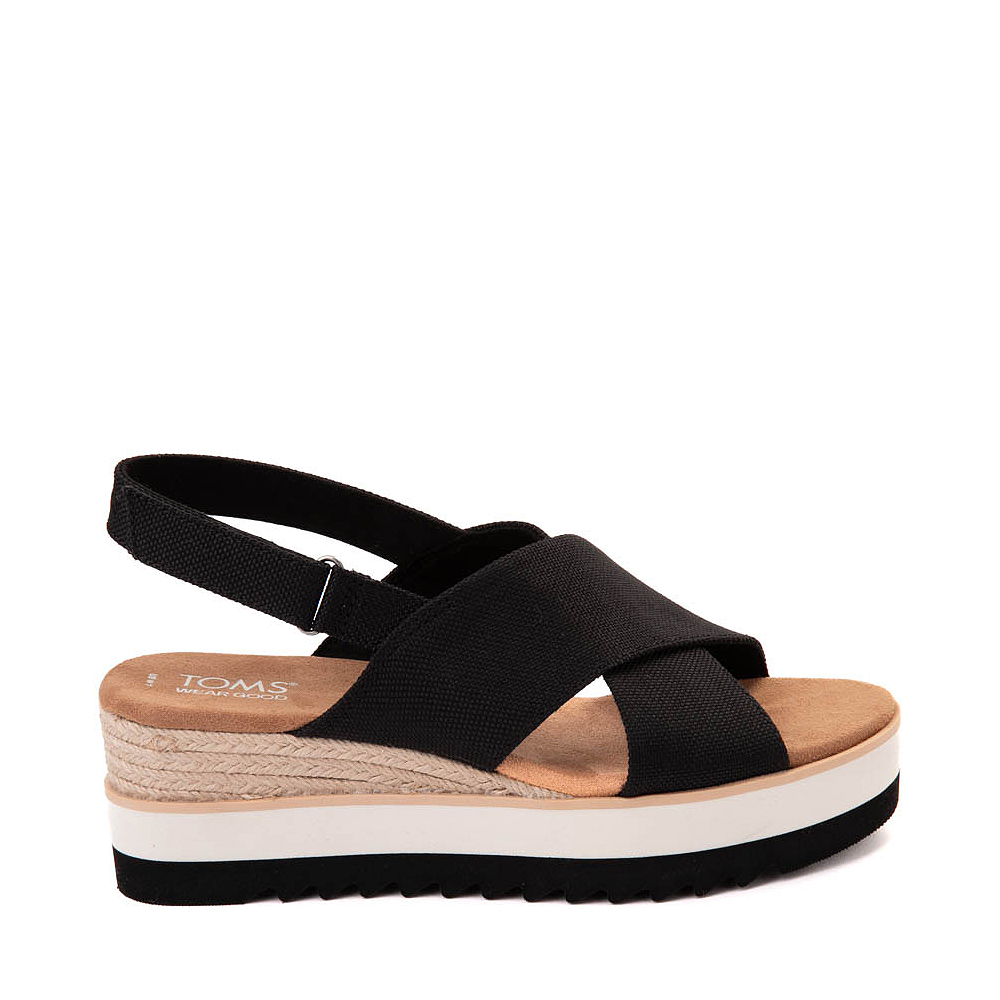 Womens TOMS Diana Cross Wedge Sandal - Black | Journeys