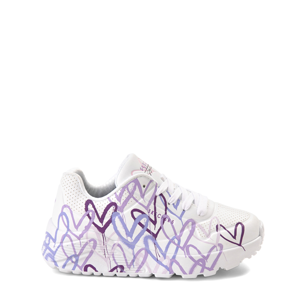 Skechers Street&trade x JGoldcrown: Uno Lite: Spread the Love Sneaker - Little Kid - White / Light Purple