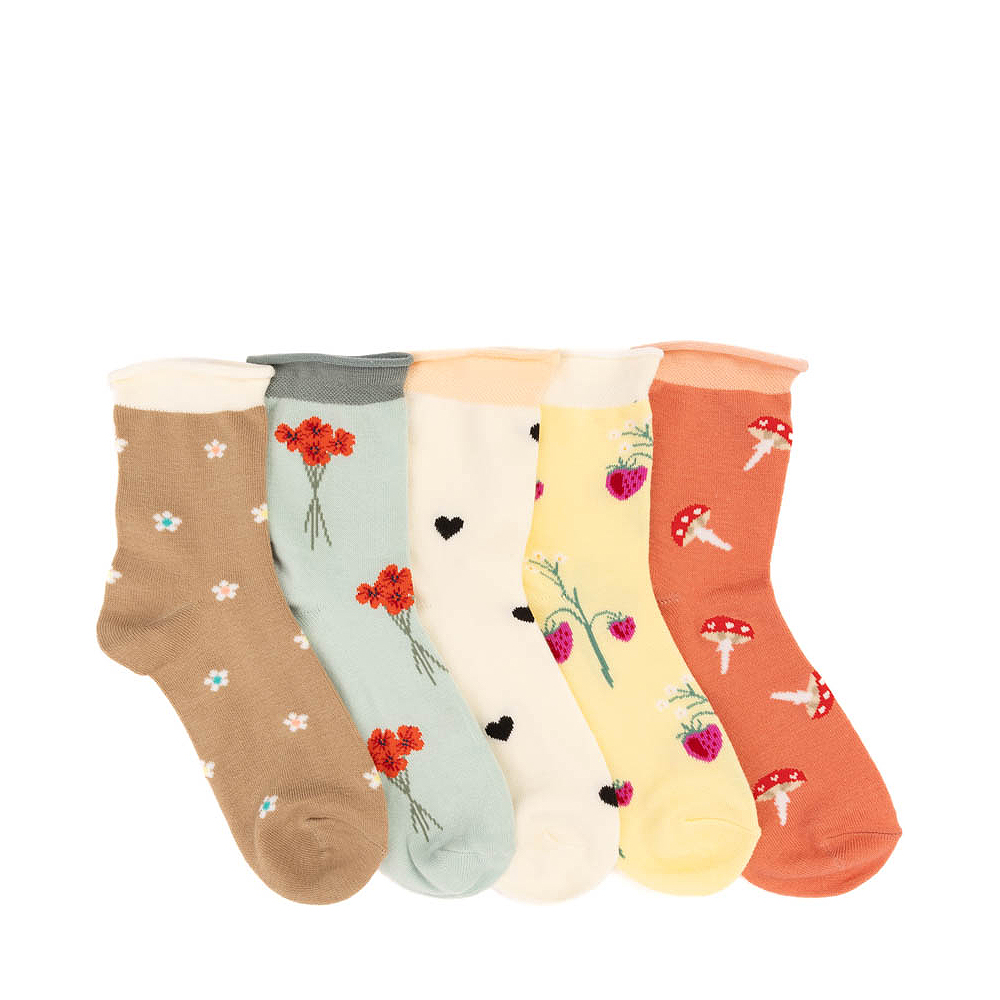 Womens Spring Dreams Roll Down Quarter Socks 5 Pack - Multicolor | Journeys