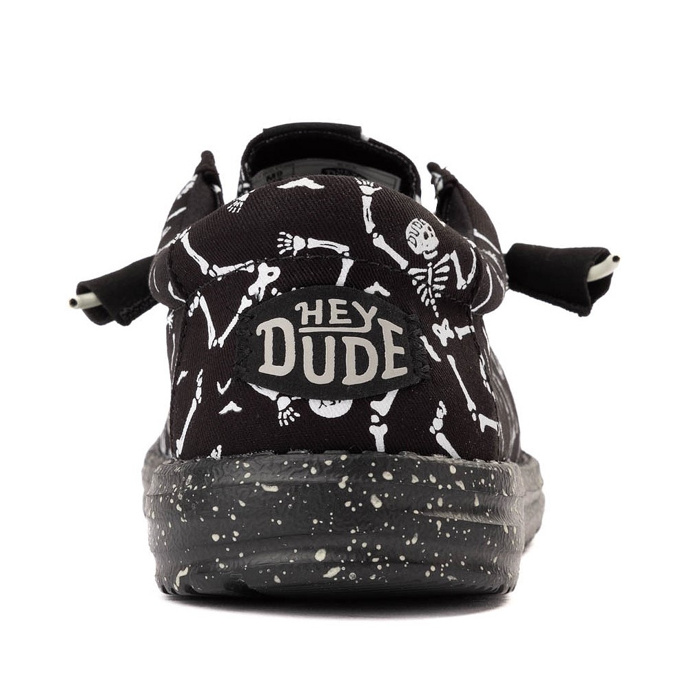 Hey Dude Black Loafers with White Skeleton Print and Orange Lining HEY DUDE Wally Skeletons Loafers | Belk main image 3