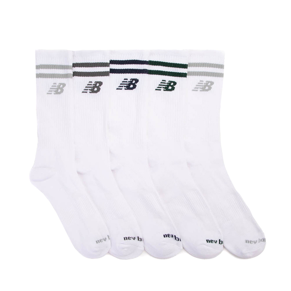 Mens New Balance Performance Crew Socks 5 Pack - White