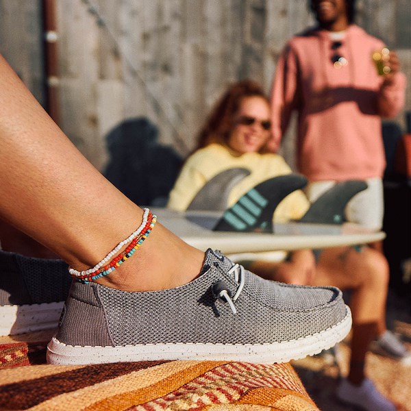 alternate view Womens HEYDUDE Wendy Sox Slip-On Casual Shoe - Light GreyALT1B
