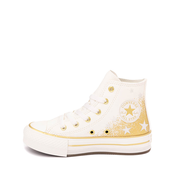 alternate view Converse Chuck Taylor All Star Hi Lift Sneaker - Little Kid - White / Gold StarsALT1