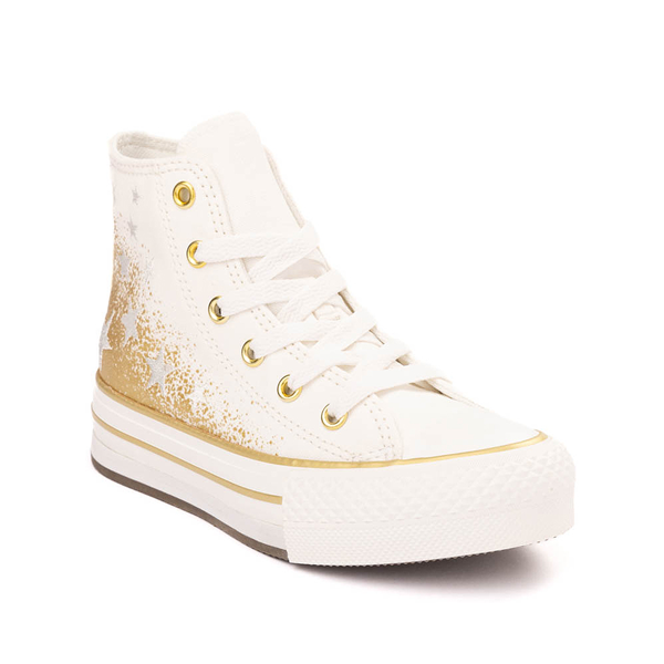 alternate view Converse Chuck Taylor All Star Hi Lift Sneaker - Little Kid - White / Gold StarsALT5