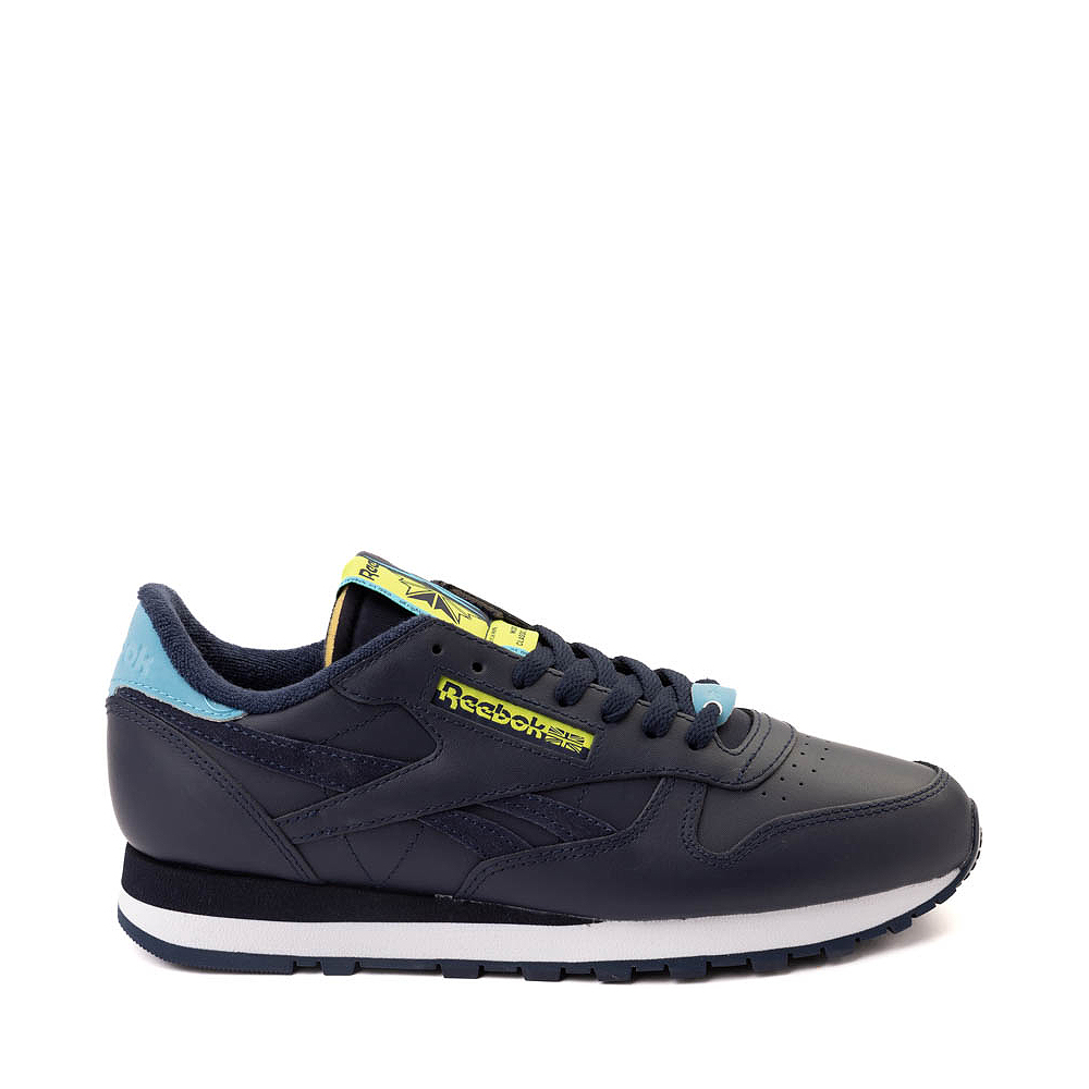 Mens Reebok Classic Leather Athletic Shoe - Navy / Yellow