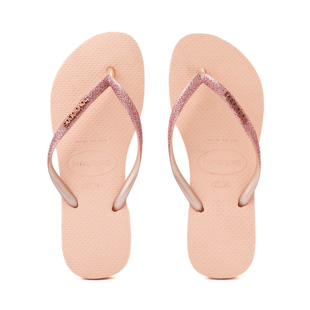 Womens Havaianas Slim Glitter II Flip-Flop - Ballet Rose / Golden Blush