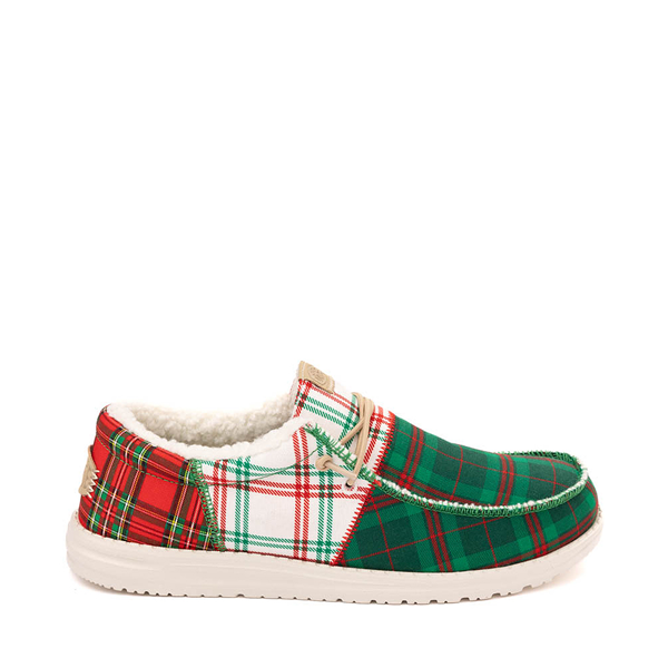 HEYDUDE Wally Tri Plaid Slip-On Casual Shoe - Green / White / Red