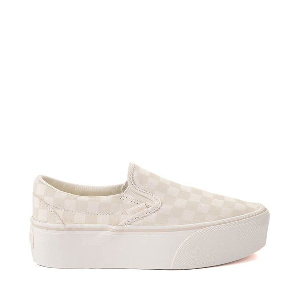 Vans Slip On Stackform Checkerboard Skate Shoe Marshmallow White Turtledove White