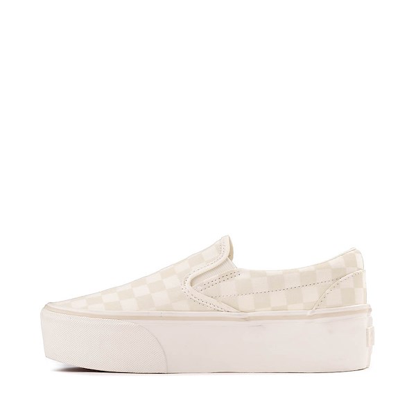 alternate view Vans Classic Slip-On Stackform Checkerboard Skate Shoe - Marshmallow White / Turtledove WhiteALT1