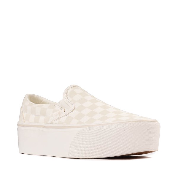 alternate view Vans Classic Slip-On Stackform Checkerboard Skate Shoe - Marshmallow White / Turtledove WhiteALT5