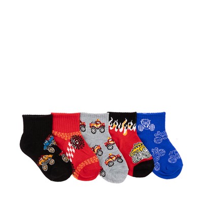 Main view of Monster Truck Glow Quarter Socks 5 Pack - Toddler - Multicolor