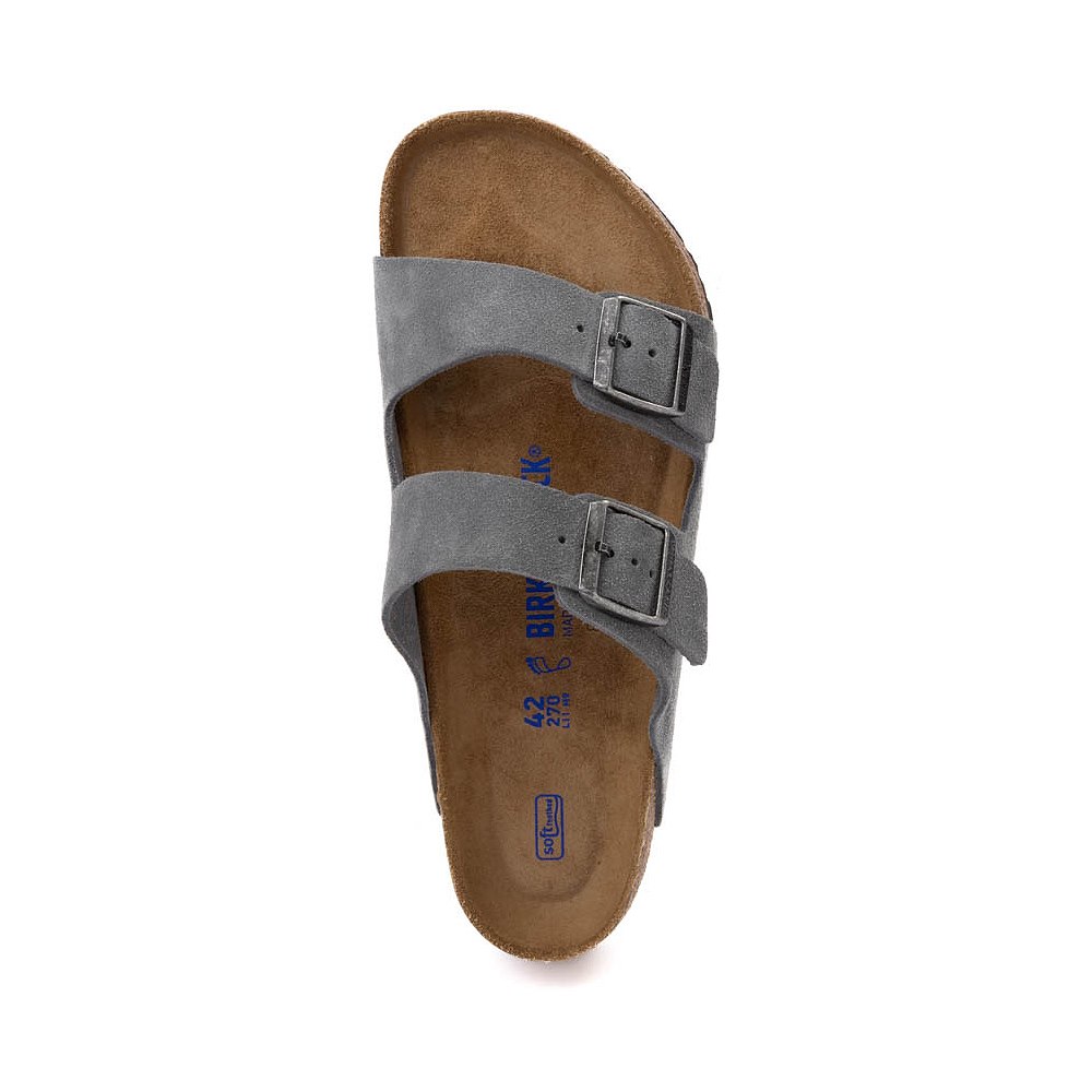 Mens Birkenstock Arizona Soft Footbed Slide Sandal - Basalt Gray | Journeys