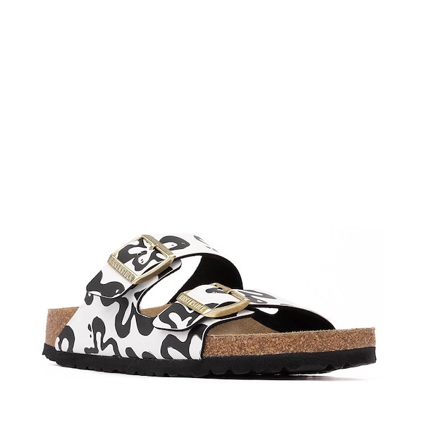 alternate view Womens Birkenstock Arizona Bloom Slide Sandal - Black / WhiteALT5