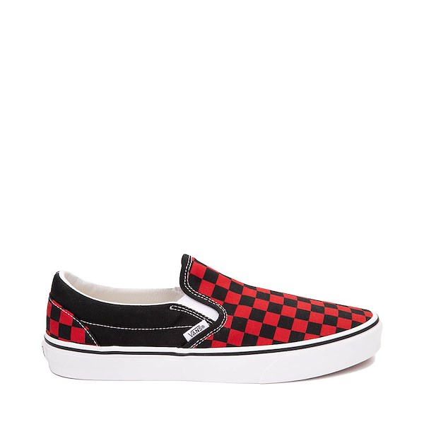 Vans Slip-On Checkerboard Skate Shoe - Black / Red